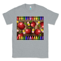 Heather Grey Crayons And Apples Classic Tee - LillyAllenDesigns