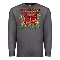 Charcoal Heather festive christmas message with crosses Premium Sweatshirt - CowhideDigitalArt