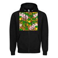 Black St patricks  day pig with candy and pot of gold  seamless pattern Zipper Hoodie - FaDigitalArtStudio
