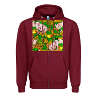 Burgundy St patricks  day pig with candy and pot of gold  seamless pattern Zipper Hoodie - FaDigitalArtStudio