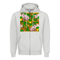 Dove Grey St patricks  day pig with candy and pot of gold  seamless pattern Zipper Hoodie - FaDigitalArtStudio