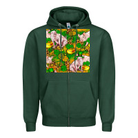Sports Green St patricks  day pig with candy and pot of gold  seamless pattern Zipper Hoodie - FaDigitalArtStudio