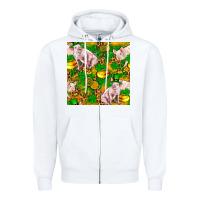 St Patricks  Day Pig With Candy And Pot Of Gold  Seamless Pattern Zipper Hoodie | Teevron