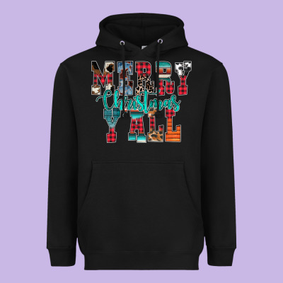 Merry Christmas Y'all Heavyweight Hoodie Designed By Cowhidedigitalart