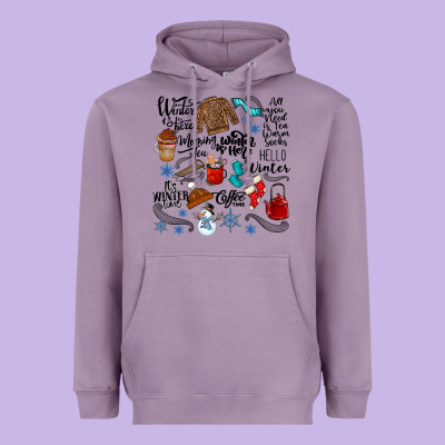 Winter Festive Essentials Heavyweight Hoodie Designed By Cowhidedigitalart