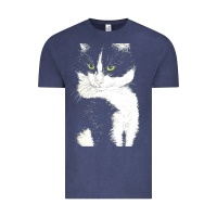 Vintage Denim tuxedo cat t  shirt tuxedo cat t  shirt Vintage Tee - longCreatives