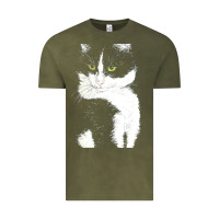 Vintage Olive tuxedo cat t  shirt tuxedo cat t  shirt Vintage Tee - longCreatives