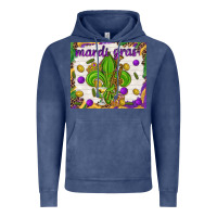 Vintage Denim Mardi Gras fleur de lis Vintage Hoodie - NancyCooperArtShop