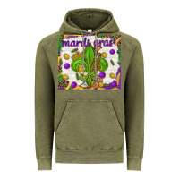 Vintage Olive Mardi Gras fleur de lis Vintage Hoodie - NancyCooperArtShop