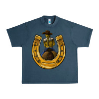 Midnight Navy horseshoe and cowgirl Urban Heavy Tee - JahusDesignShop