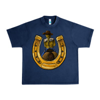 Navy horseshoe and cowgirl Urban Heavy Tee - JahusDesignShop