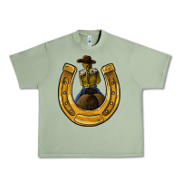 Oil Green horseshoe and cowgirl Urban Heavy Tee - JahusDesignShop