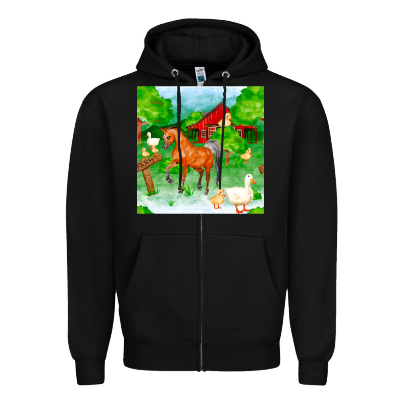 Farm Life Seamless Pattern Zipper Hoodie by FaDigitalArtStudio | Teevron