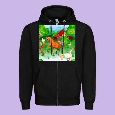 Farm Life Seamless Pattern Zipper Hoodie Designed By Fadigitalartstudio