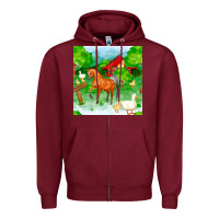 Burgundy farm life seamless pattern Zipper Hoodie - FaDigitalArtStudio