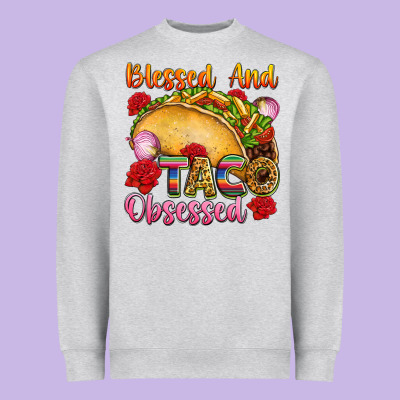Blessed And Taco Obsessed Mexico Heavyweight Sweatshirt Designed By Fadigitalartstudio