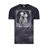 Cloud Black The Lovers Tarot Card Skeleton Valentines Halloween Occult Vintage Tee - longCreatives