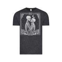 Vintage Black The Lovers Tarot Card Skeleton Valentines Halloween Occult Vintage Tee - longCreatives