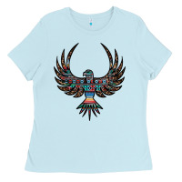 Baby Blue aztec leopard thunderbird Ladies Tee - RanaPortraitStore