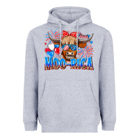 Heather Grey moo rica Heavyweight Hoodie - CowhideDigitalArt