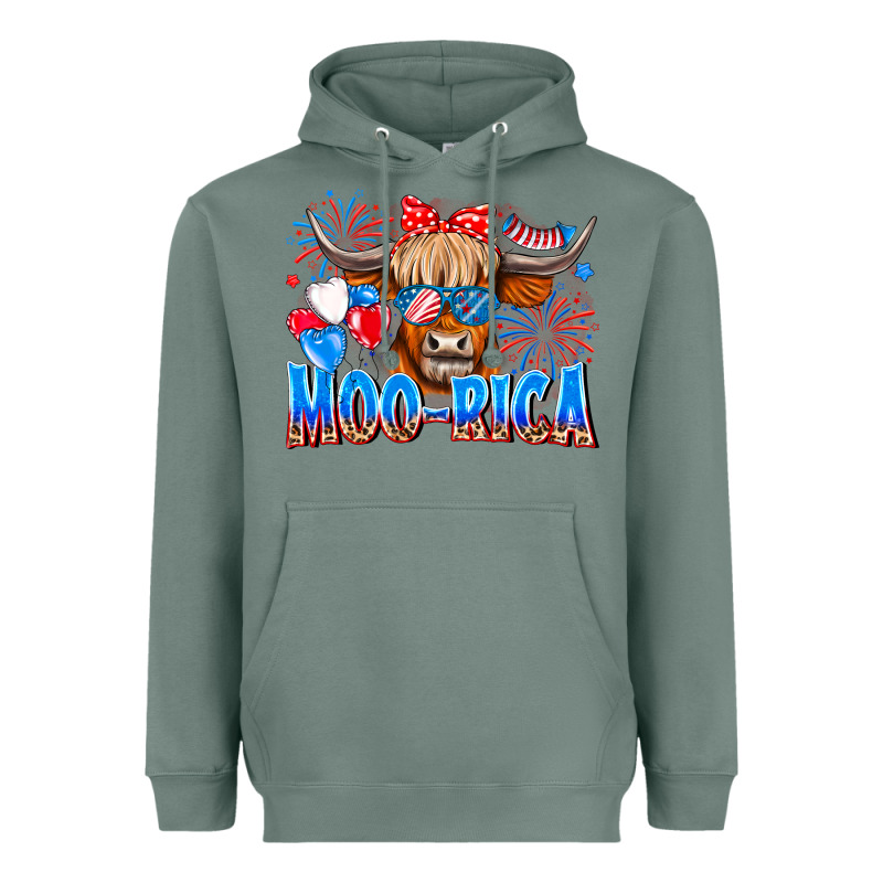 Moo Rica Heavyweight Hoodie by CowhideDigitalArt | Teevron