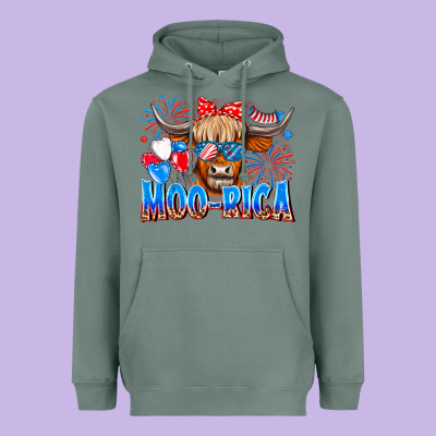 Moo Rica Heavyweight Hoodie Designed By Cowhidedigitalart