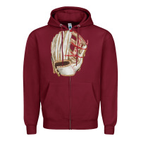 Burgundy Catchers Mitt Fa Element Zipper Hoodie - FaDigitalArtStudio