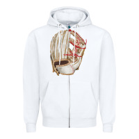 White Catchers Mitt Fa Element Zipper Hoodie - FaDigitalArtStudio