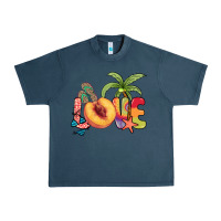Midnight Navy Love peach summer Urban Heavy Tee - NancyCooperArtShop