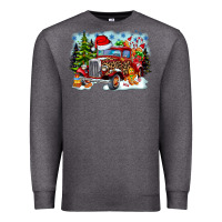 Charcoal Heather Christmas truck Premium Sweatshirt - CowhideDigitalArt