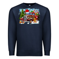 Navy Christmas truck Premium Sweatshirt - CowhideDigitalArt