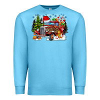 Ocean Blue Christmas truck Premium Sweatshirt - CowhideDigitalArt