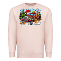Pale Pink Christmas truck Premium Sweatshirt - CowhideDigitalArt