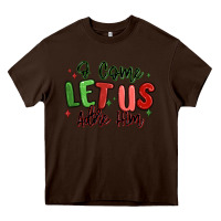 Chocolate Brown o come let us adore him christmas Heavy Core Tee - MaliasSmallBusiness