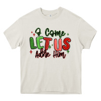 Cream o come let us adore him christmas Heavy Core Tee - MaliasSmallBusiness