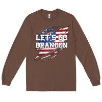 Let's Go Brandon Ripped Cloth With American Flag Long Sleeve Tee | Teevron