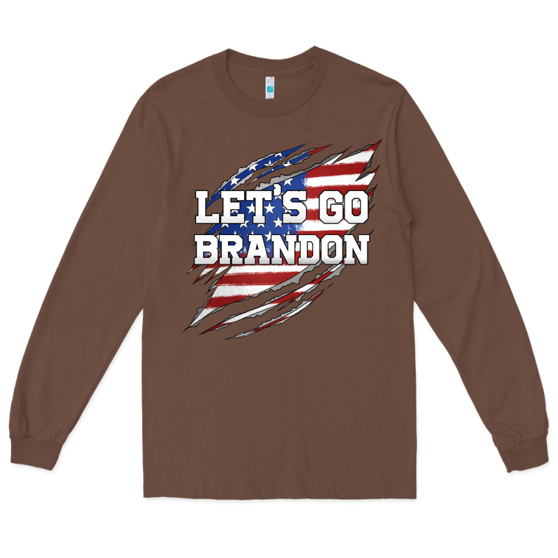Let's Go Brandon Ripped Cloth With American Flag Long Sleeve Tee by Jasminsmagicworld | Teevron