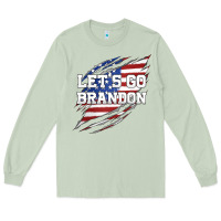 Matcha Let's Go Brandon Ripped Cloth with American Flag Long Sleeve Tee - Jasminsmagicworld
