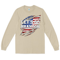 Mushroom Let's Go Brandon Ripped Cloth with American Flag Long Sleeve Tee - Jasminsmagicworld