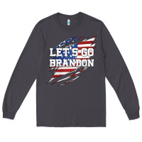 Smoke Let's Go Brandon Ripped Cloth with American Flag Long Sleeve Tee - Jasminsmagicworld