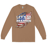 Toasted Coconut Let's Go Brandon Ripped Cloth with American Flag Long Sleeve Tee - Jasminsmagicworld