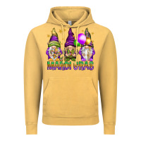 Vintage Mustard Mardi Gras crew with gnomes Vintage Hoodie - NancyCooperArtShop