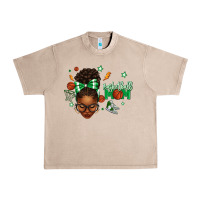 French Oak Afro Messy Bun Full Face Basketball Mom Urban Heavy Tee - texasbilliewilder