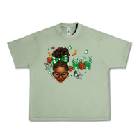 Oil Green Afro Messy Bun Full Face Basketball Mom Urban Heavy Tee - texasbilliewilder
