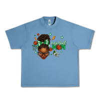 Pebble Blue Afro Messy Bun Full Face Basketball Mom Urban Heavy Tee - texasbilliewilder