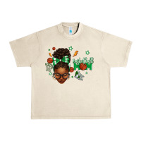 Sandshell Afro Messy Bun Full Face Basketball Mom Urban Heavy Tee - texasbilliewilder