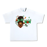 White Afro Messy Bun Full Face Basketball Mom Urban Heavy Tee - texasbilliewilder