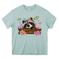 Arona raccoon with flowers Heavy Core Tee - MaliasSmallBusiness