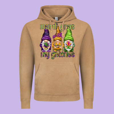 Mardi Gras With My Gnomes Vintage Hoodie Designed By Nancycooperartshop