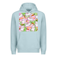 Blue Mist Easter Bunnies With Carrots Seamless Pattern Premium Hoodie - BundleAndBundleShop